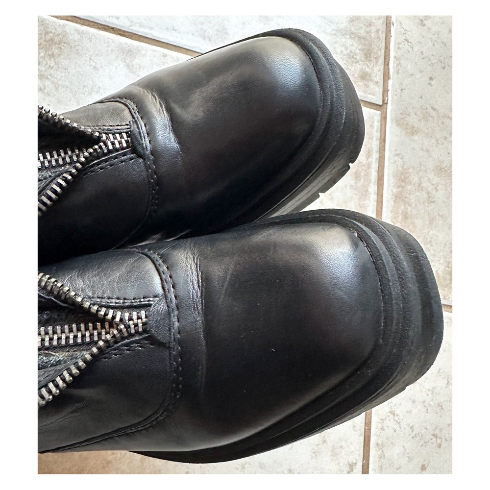 Sam Edelman Linds Zipper Chelsea Boot Black Leather Booties Chunky Lug Sole 9‎ - Picture 3 of 10